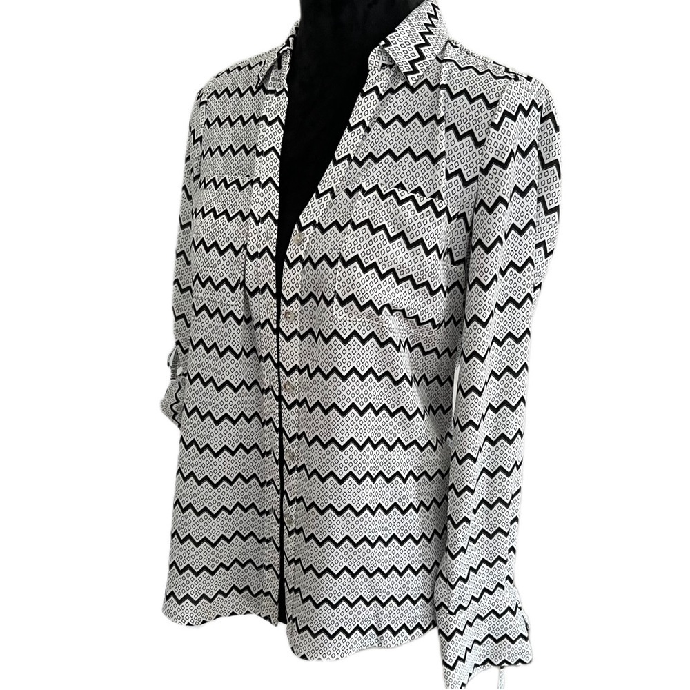 Candie's Geometric Button Down Blouse (Sz S)